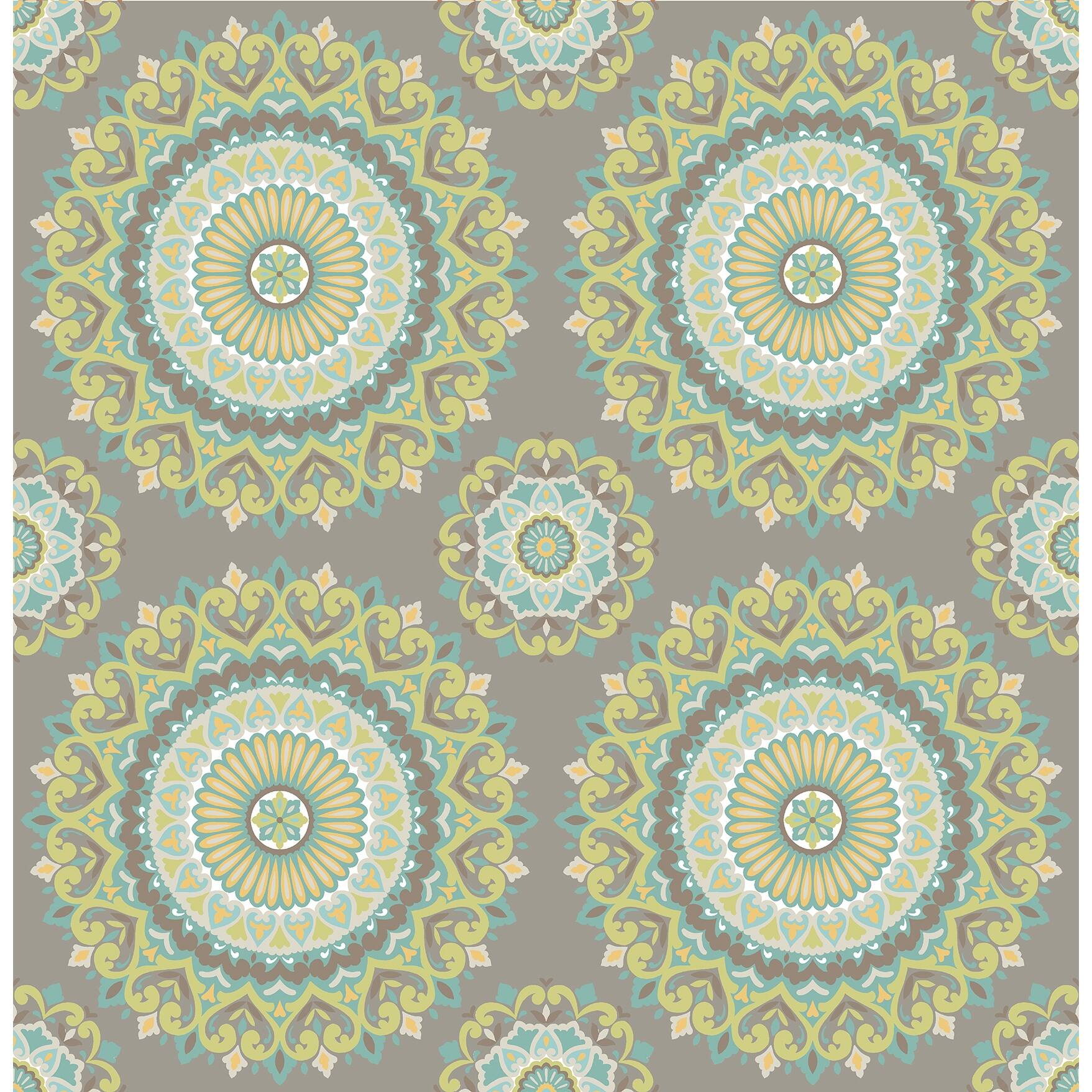 Calabasas, Priya Light Brown Medallion, 33' L X 20.5" W, Wallpaper Roll Bed Bath & Beyond